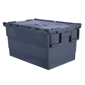 Attached Lids Eco-friendly Reusable Heavy Duty Plastic Tote Container