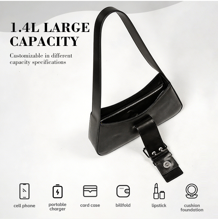 Custom Logo Acceptable PU Underarm Hobo Zipper Closure Daily Portable Women's Shoulder Bags