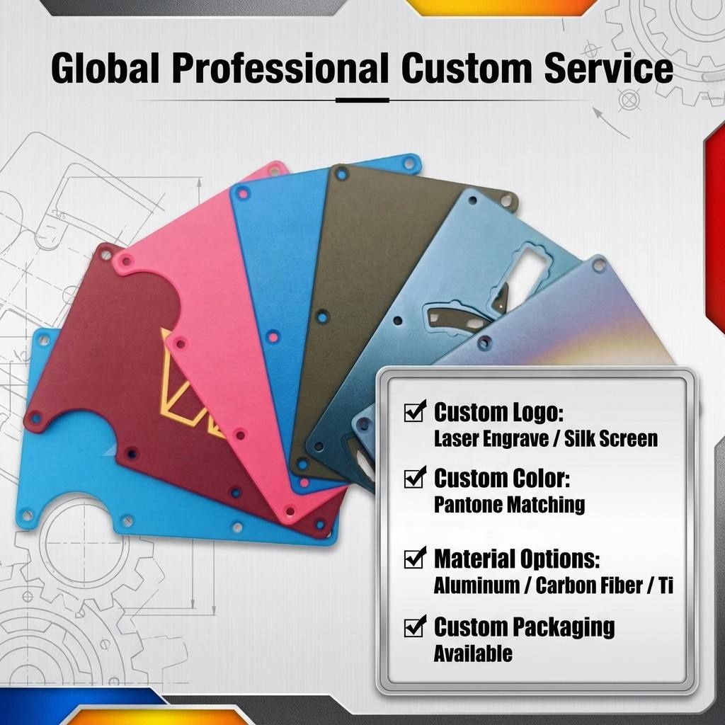 Custom Logo Anodized Aluminum RFID Blocking Men Slim Minimalist Metal Wallet Credit Card Holder
