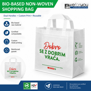 Bio Based PLA Nonwoven Shopping Bag Custom Printed