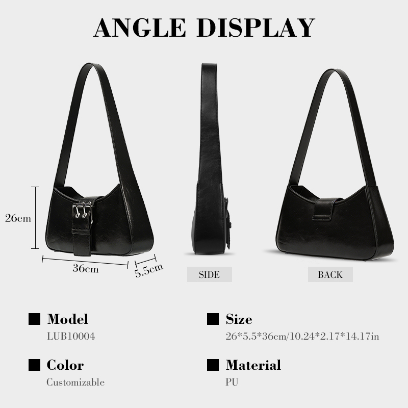 Custom Logo Acceptable PU Underarm Hobo Zipper Closure Daily Portable Women's Shoulder Bags