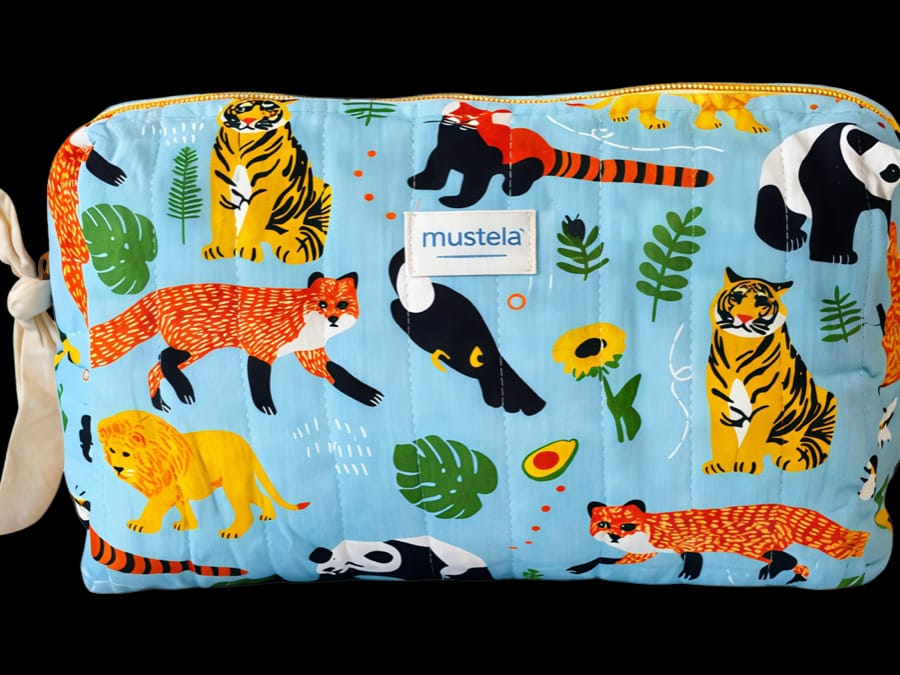 All-over printed cosmetic pouch production sample with fine resolution