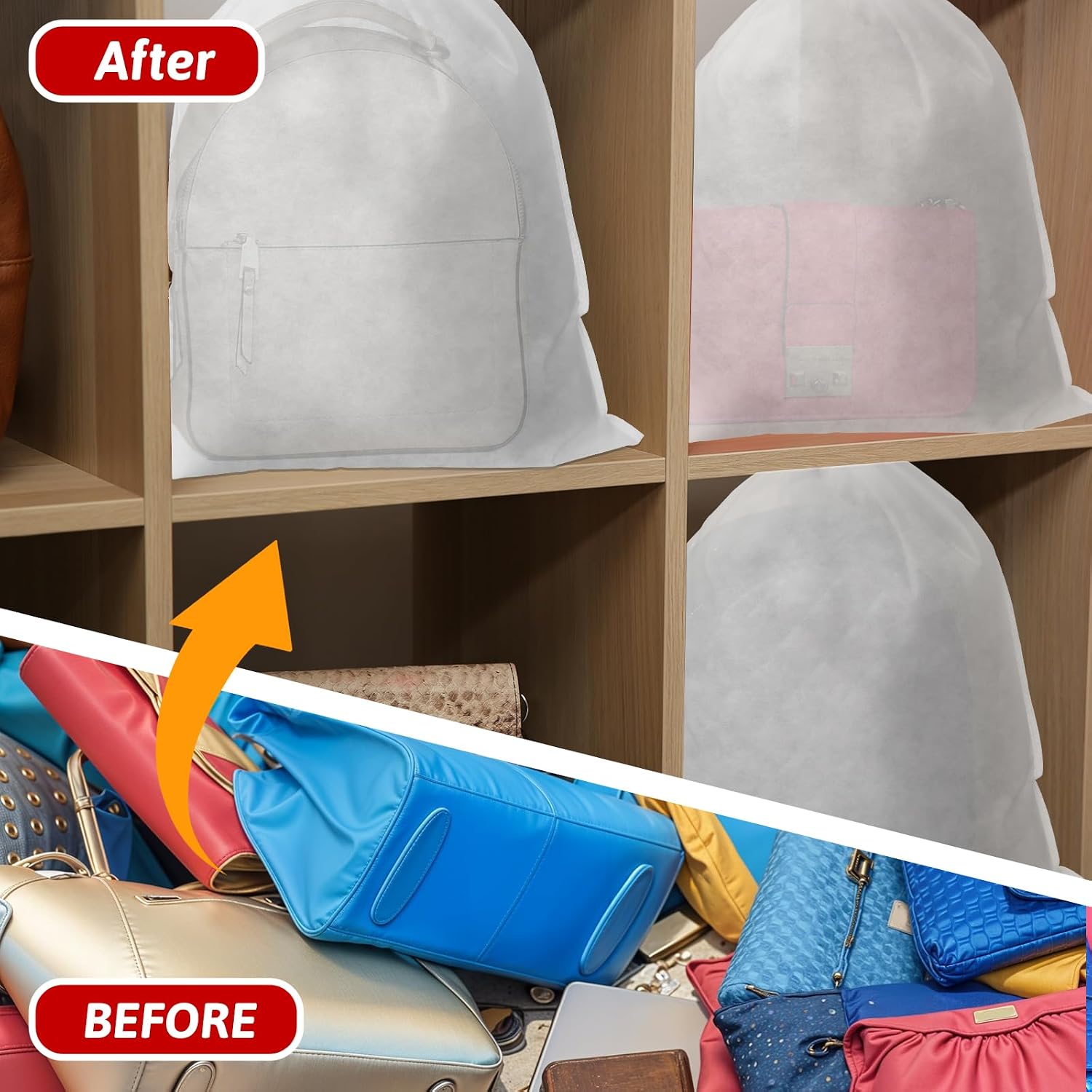Factory Customization 40*50cm Breathable 100pcs Non-woven Fabric Storage Dust Bags Drawstring Closure for Purses Handbags Shoe
