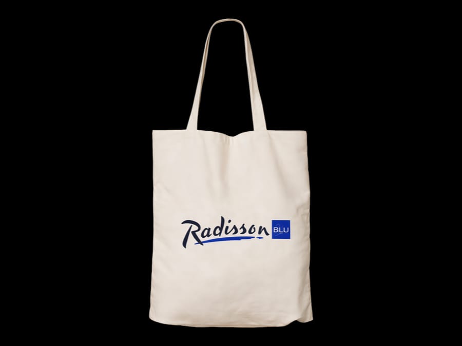 Custom corporate branded screen printed cotton tote